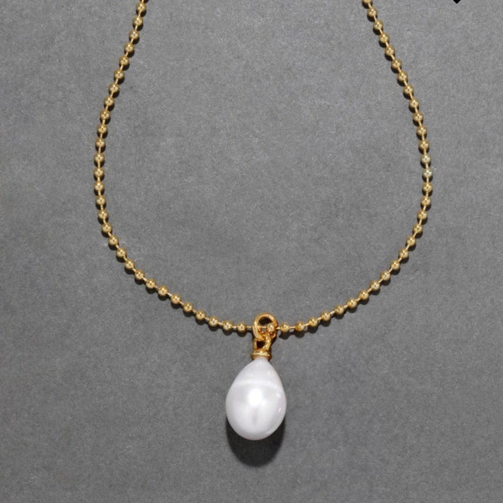 ALEXIS BITTAR • Molten Gold La Perla Pearl Solitaire Ball Chain Necklace - Picture 4 of 13
